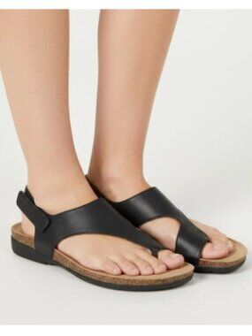 Dansko Reece Flat Sandals Women US 9.5-10 EU 40 Black Leather Hook & Loop Adjust
